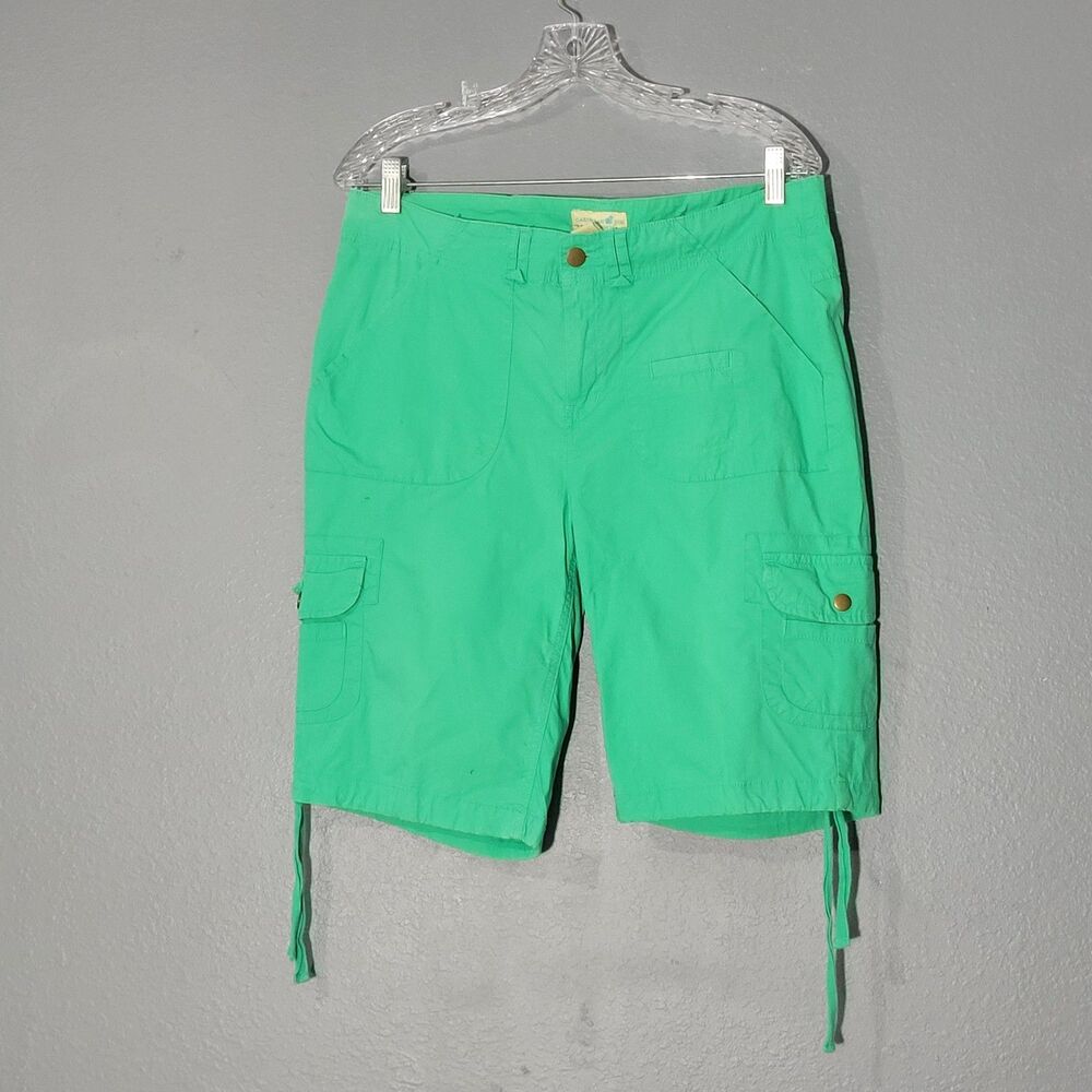 Caribbean Joe Womens Cargo Shorts Green Sz 10